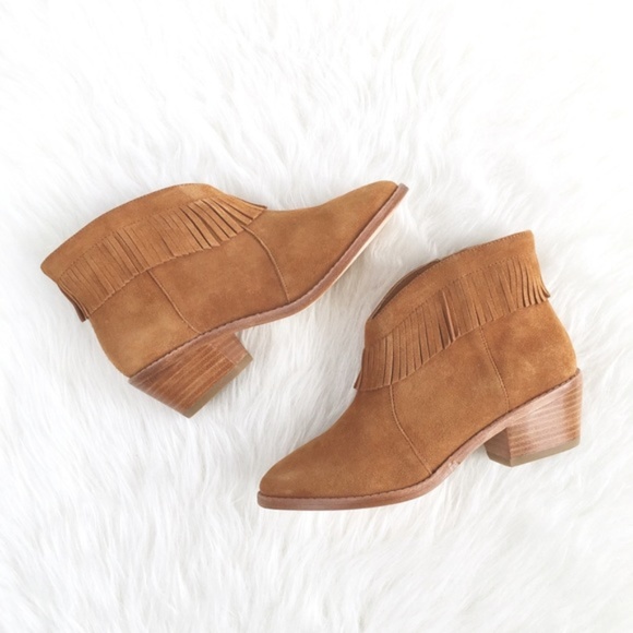 Joie Shoes - Joie "Cassandra" Honeymustard Suede Fringe Boots